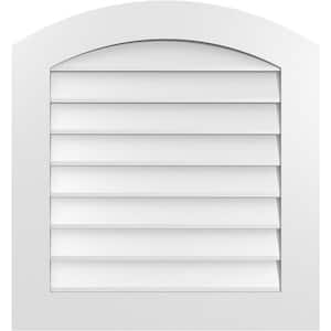 28 in. x 30 in. Arch Top Surface Mount PVC Gable Vent: Functional with Standard Frame