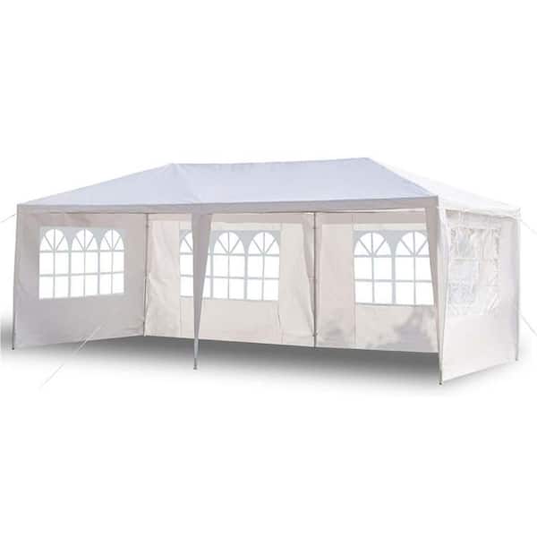 8 ft. x 10 ft. 4-Sides Portable Tent Outdoor Canopy Tent for Hiking Camping Fishing Picnic Family Outings White