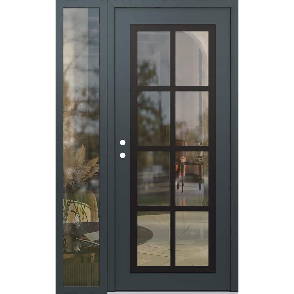 C16 50 in. x 80 in. Black P Right-Hand/Inswing Clear Glass Anth/Anth Sidelite Steel Prehung Front Door price history on PriceWatchPro