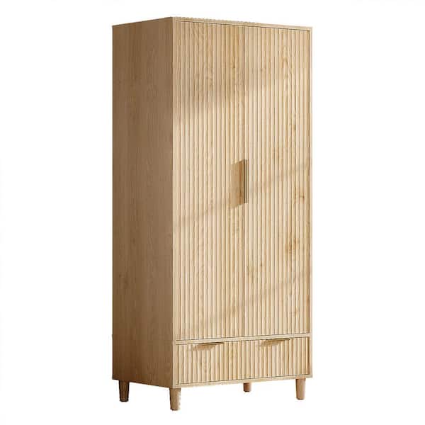Oak Wood 31.5 in. Armoire with Drawer