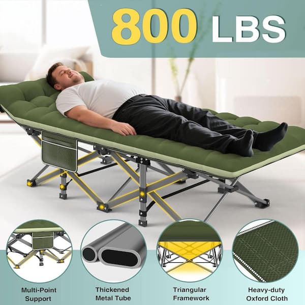 SEEUTEK Folding Camping Cot, 800 lbs. Heavy-Duty Outdoor Bed