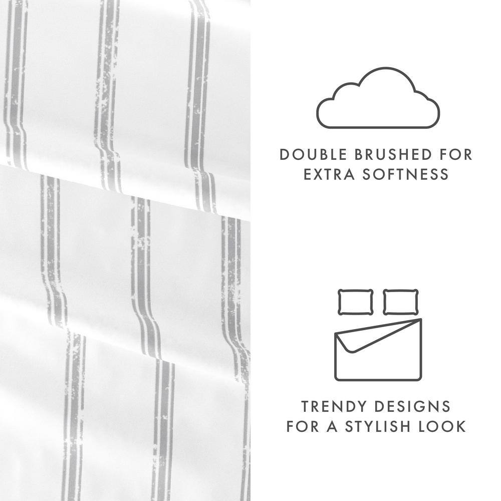 Twin Gray Chevron Deep Pocket Microfiber Sheet Set
