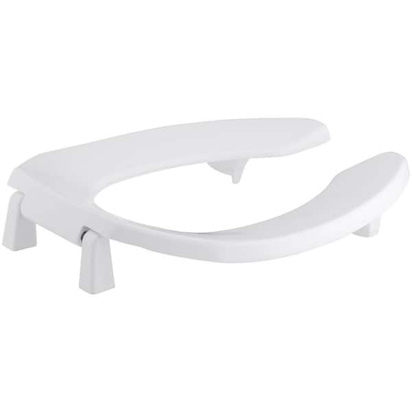 KOHLER Lustra Elongated Open Front Toilet Seat in White with High Bumpers and Antimicrobial Agent