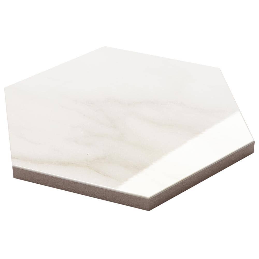 Santorini 6" Hexagon Polished Porcelain Marble-Look Tile