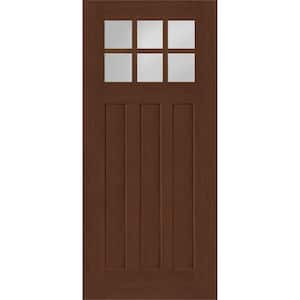 Regency 32 in. x 80 in. Universal Handing 6-Lite Top Lite Clear Glass Chestnut Stain Mahogany Fiberglass Front Door Slab