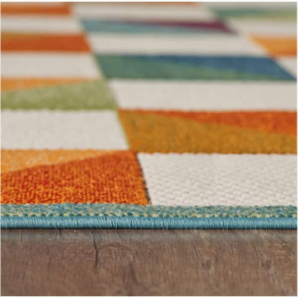 Orange, Ivory 3 ft. x 5 ft. Woven Polypropylene Indoor/Outdoor Area Rug