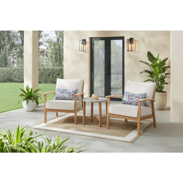 West Haven 3-Piece Wicker Outdoor Conversation Set with CushionGuard Almond Cushions