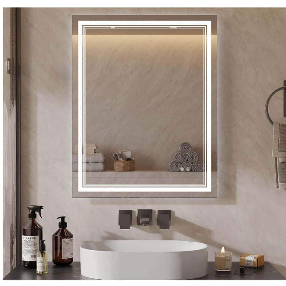 36 in. W x 28 in. H LED Front Light Bath Rectangular Aluminum Frameless ...