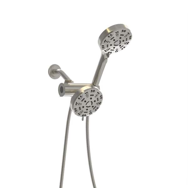 Miscool Alano 7-Spray Patterns 4.7 in. Wall Mount Dual Shower Heads with Handheld Shower Faucet in Brushed Nickel