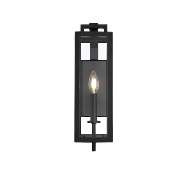 16.5 in. Black Outdoor Hardwired Wall Sconce with No Bulbs Included