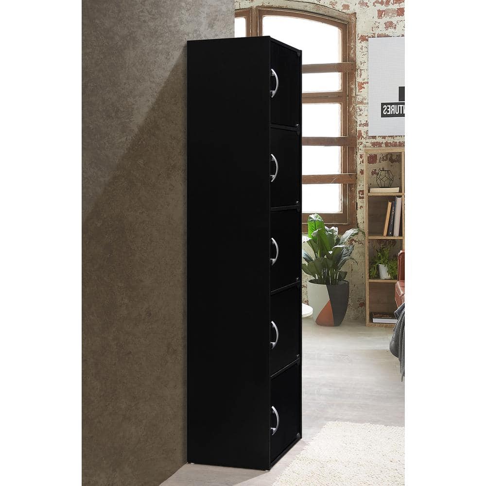 SEJCMYX Modern Black 5-Shelf Multipurpose Storage Cabinet