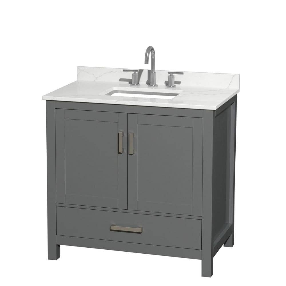 Sheffield 36 in. W. x 22 in. D x 35 in. H Single Bath Vanity in Dark Gray with Giotto Quartz Top price history on PriceWatchPro