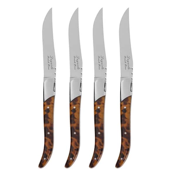 French Home Tortoise Shell 4-Piece Laguiole Connoisseur Stainless-Steel Steak Knife (Set of 4)