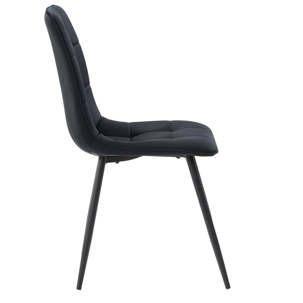 Nash Black Velvet Upholstered Side Chair with Metal Legs