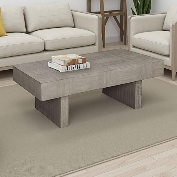 Lezy 26 in. Grey Rectangle Shape Wood Coffee Table