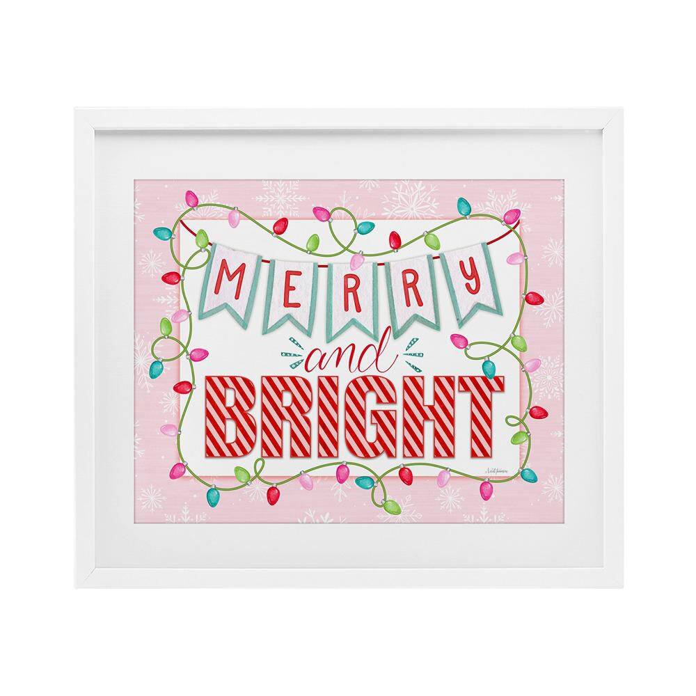 Pastel Pink Merry & Bright by Nicole Tamarin Framed Graphic Art Print Typography 17 in. x 21 in. price history on PriceWatchPro