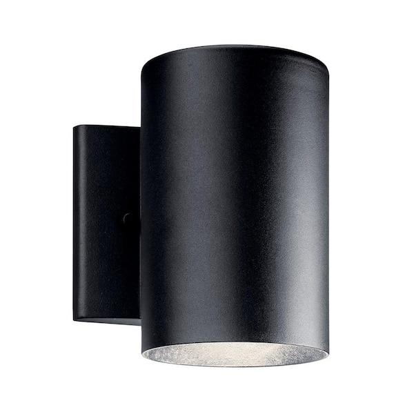 KICHLER Independence 7 in. 1-Light Textured Black Outdoor Hardwired Wall Cylinder Sconce with Integrated LED (1-Pack)