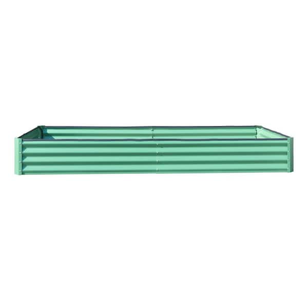 Unbranded 8 ft. x 4 ft. x 1 ft. Metal Rectangular Galvanized Raised Garden Bed in Green