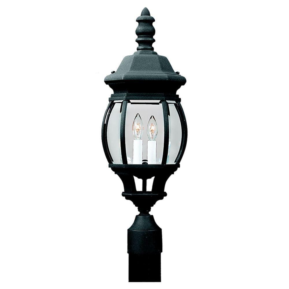 Wynfield 2-Light Black Outdoor Post Top with Clear Beveled Glass