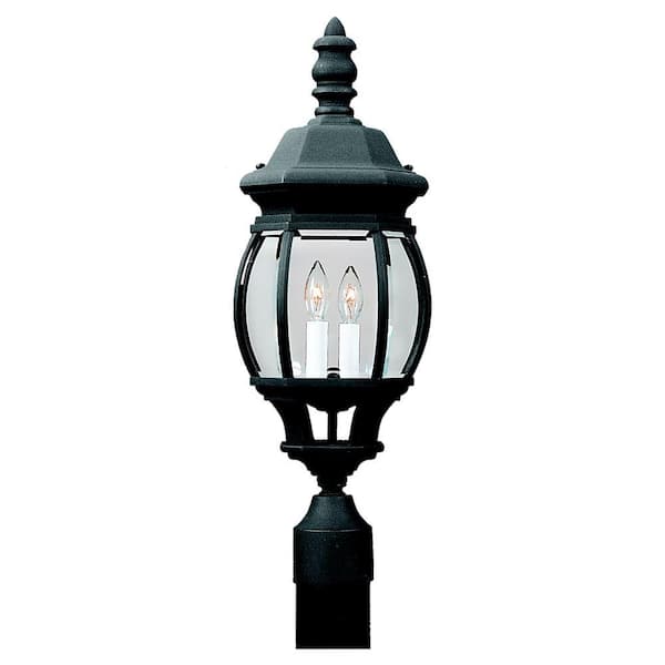 Generation Lighting Wynfield 2-Light Black Outdoor Post Top with Clear Beveled Glass