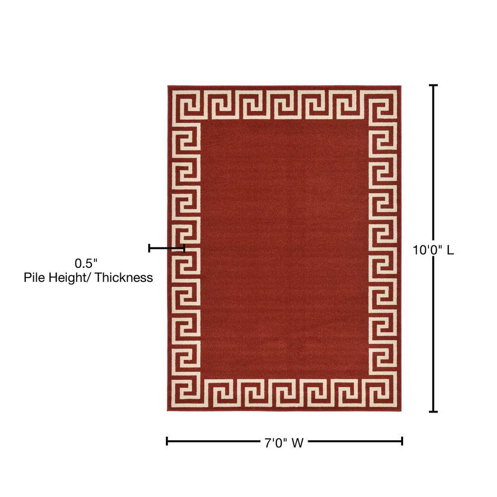 Rectangular Terracotta Geometric Easy Care Synthetic Rug
