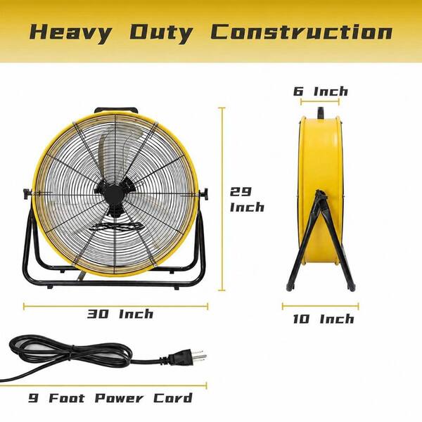 WOCK 24 in. Yellow 8300 CFM High Velocity Industrial Drum Fan, 3