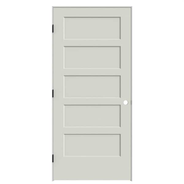 Masonite 36 in. x 80 in. 5-Panel Bayshore Right-Hand Solid Core Ivory Keys Molded Composite Single Prehung Interior Door