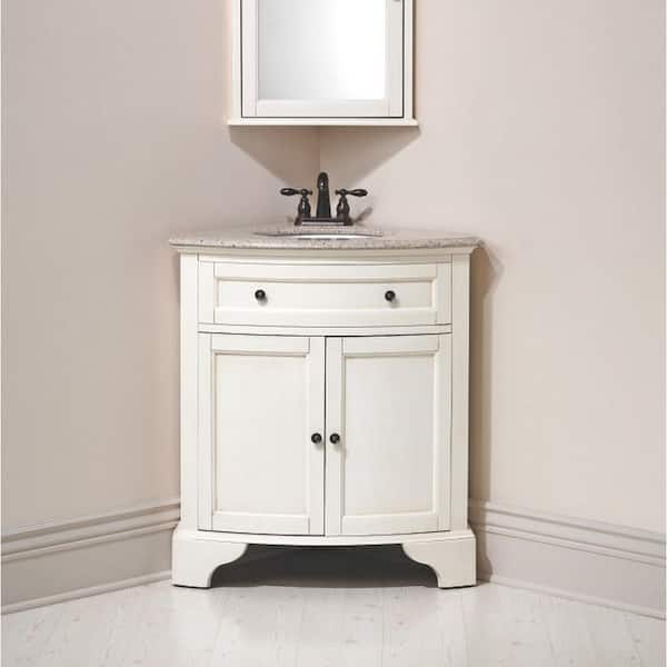 Home Decorators Collection Hamilton 31 in. W x 22 in. D x 35 in. H Single Sink Freestanding Bath Vanity in Ivory with Gray Granite Top