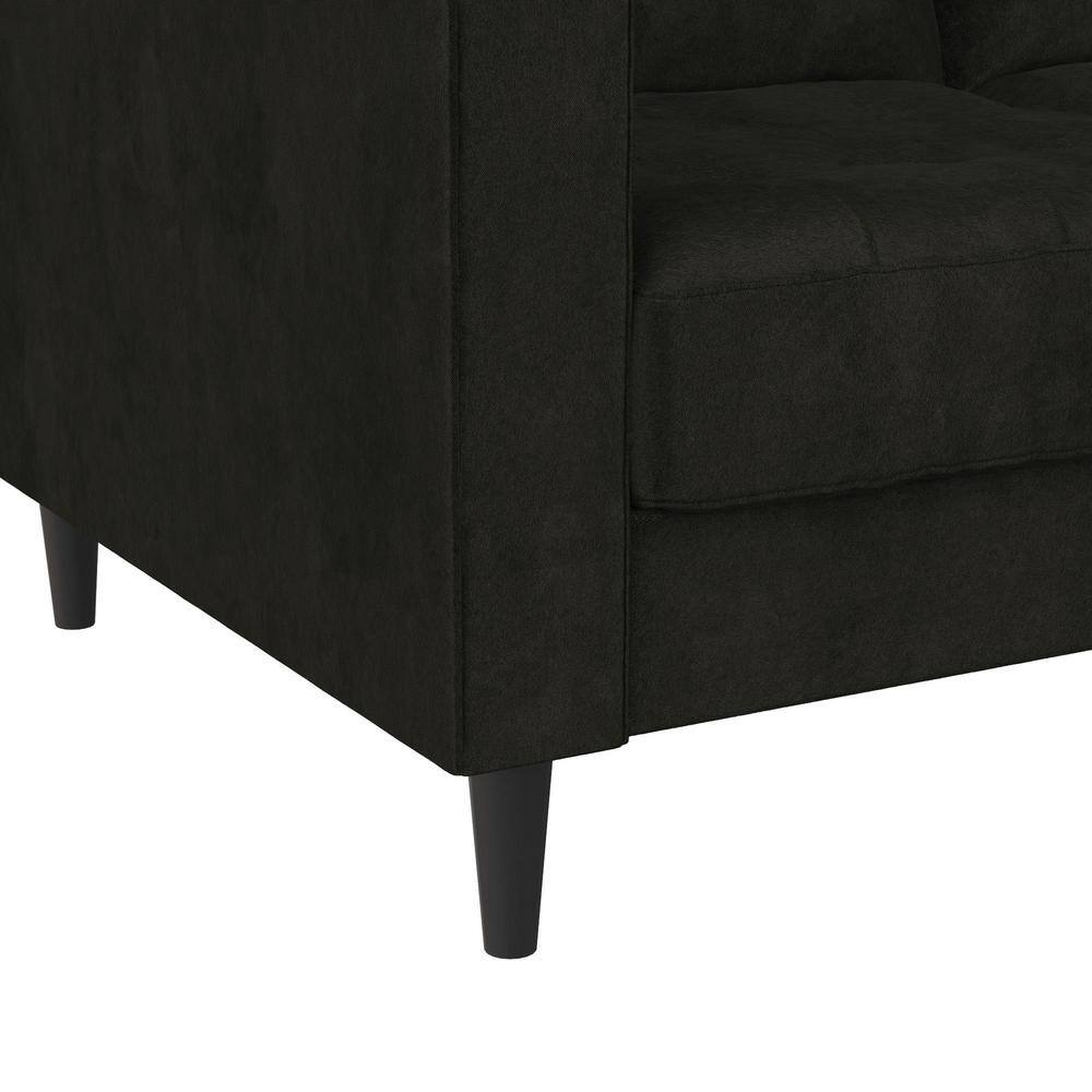 Strummer 81.63" Black Velvet Reversible Sectional Sofa with Ottoman