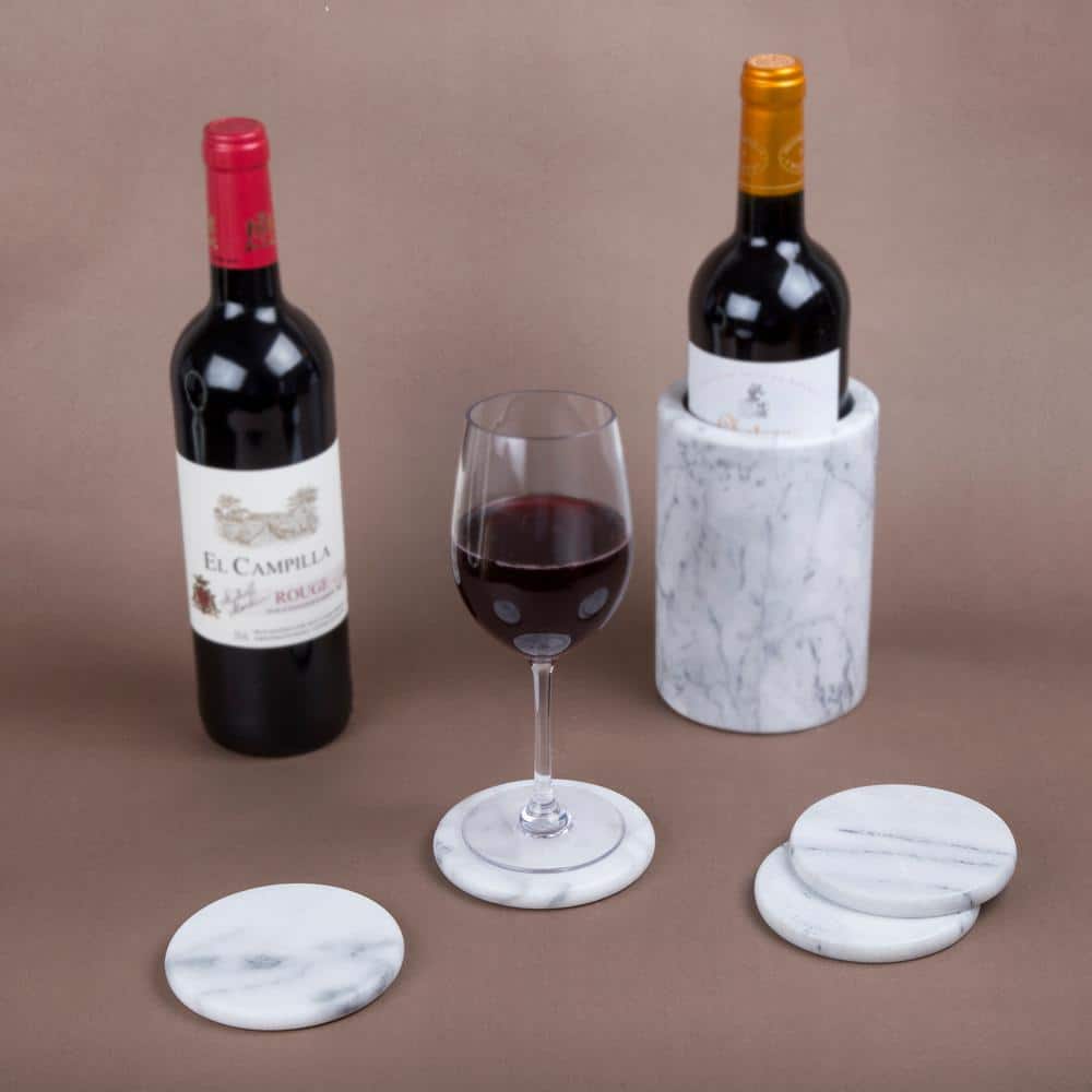 White Round Marble Coasters Set of 4