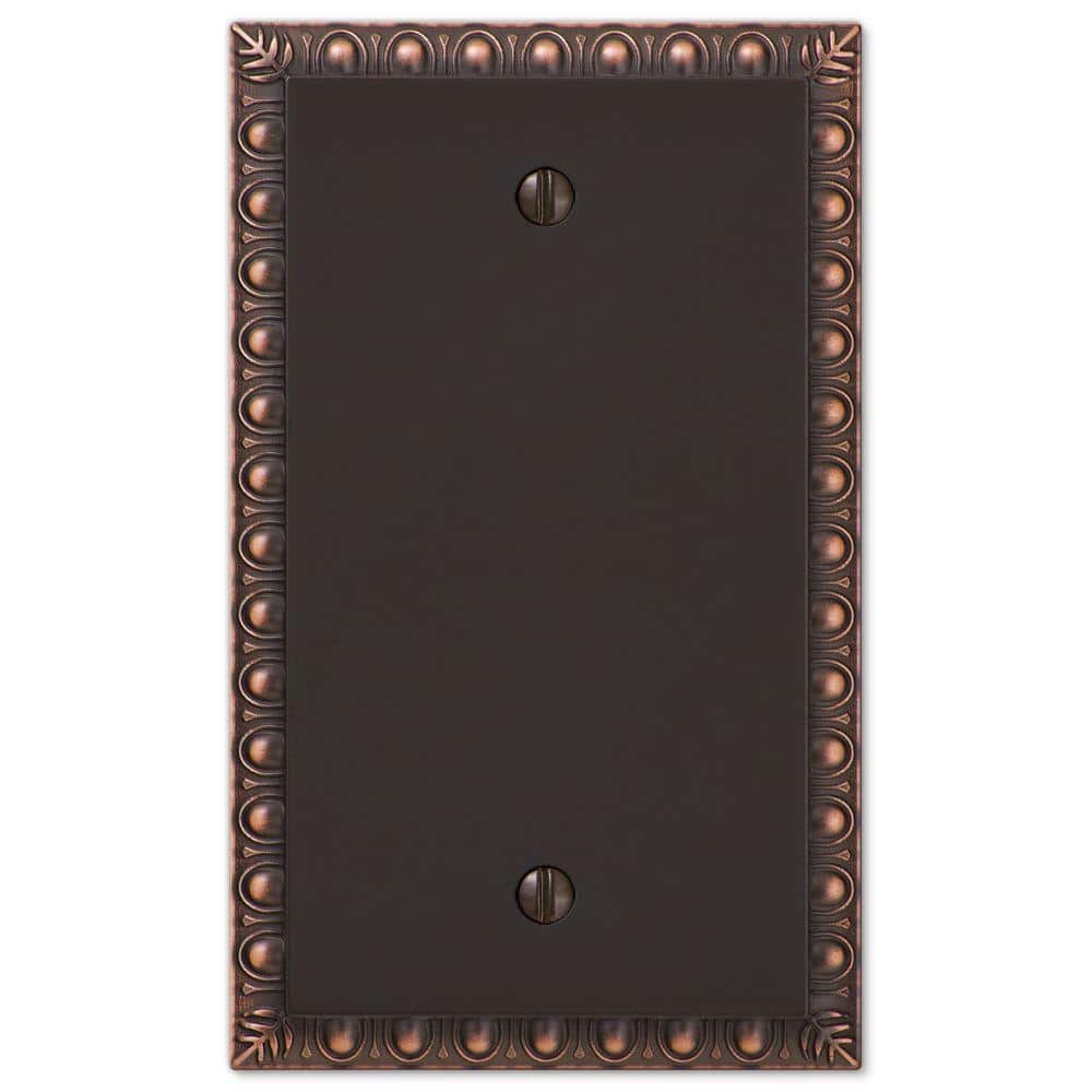 Aged Bronze Cast Metal Single Blank Wallplate