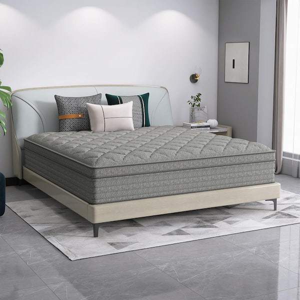 CHEVNI Grey Full Medium Hybrid Euro Top Support and Breathable Cooling Gel Memory Foam 14 in. Bed-in-a-Box Mattress