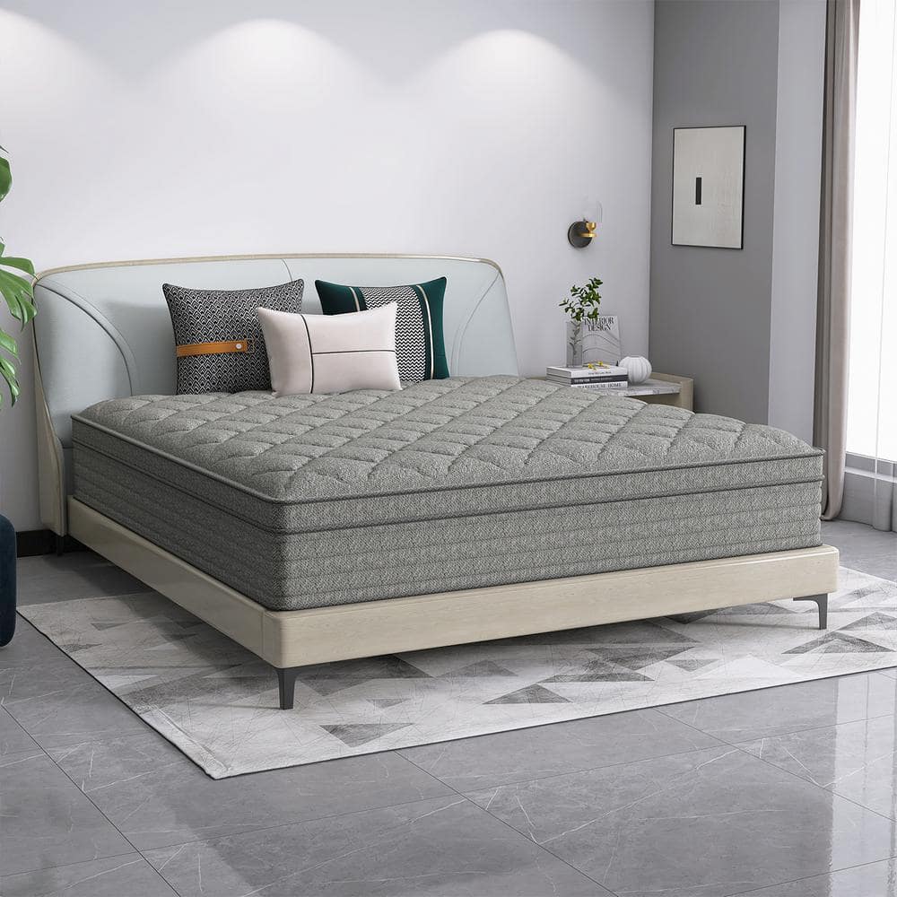 Grey Twin Medium Hybrid Euro Top Support and Breathable Cooling Gel Memory Foam 12 in. Bed-in-a-Box Mattress price history on PriceWatchPro