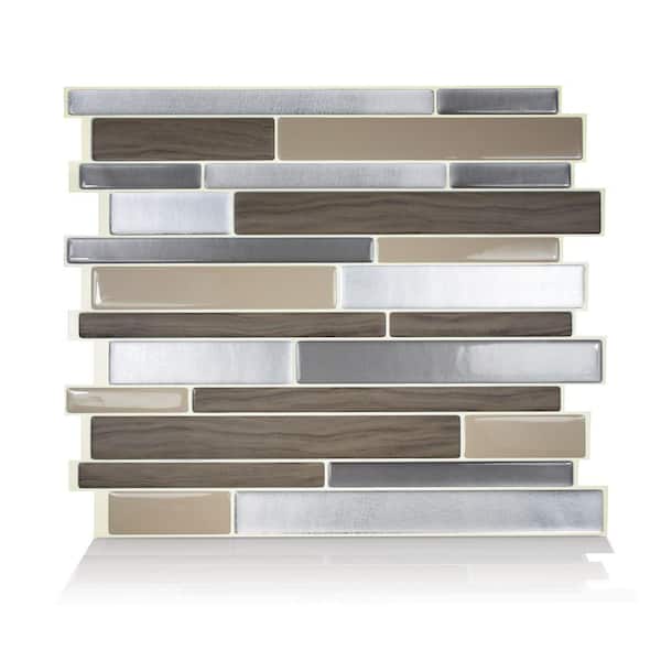 smart tiles Milano Lino Brown 11.55 in. W x 9.63 in. H Peel and Stick Self-Adhesive Decorative Mosaic Wall Tile Backsplash (6-Pack)
