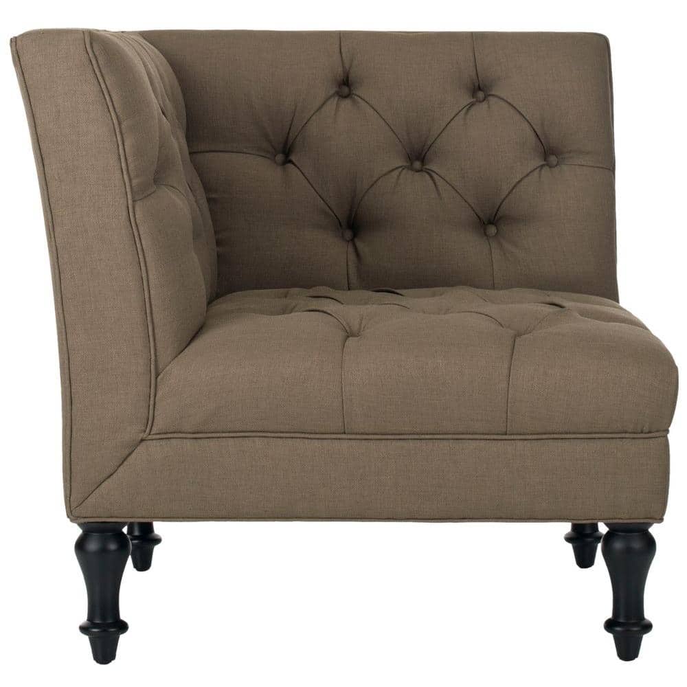 Olive Tufted Linen Polyester Accent Chair with Spindle Legs