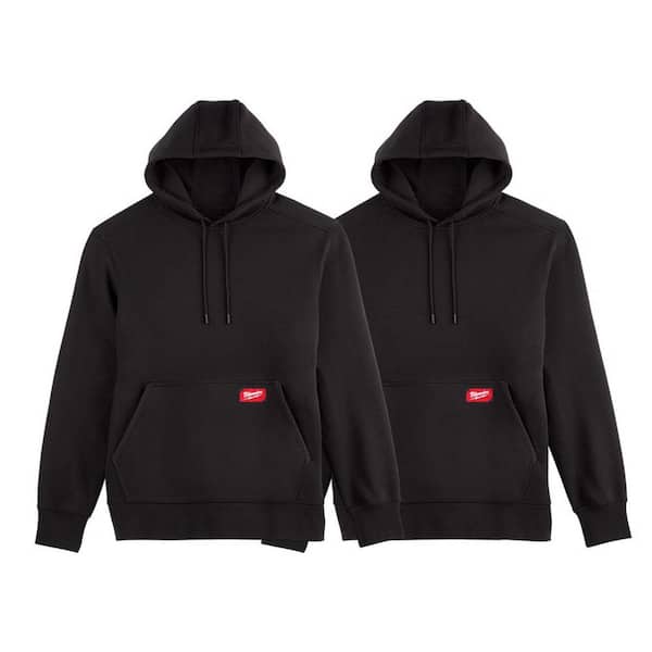 Milwaukee Men's Small Black Midweight Cotton/Polyester Long Sleeve Pullover Hoodie (2-Pack)
