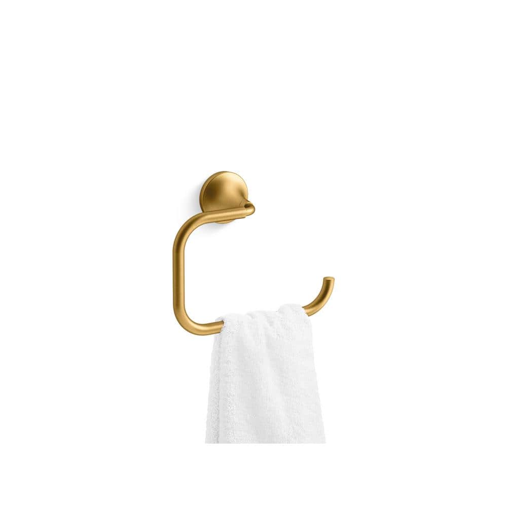 Vibrant Brushed Moderne Brass Towel Ring