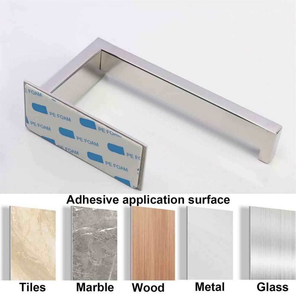 Polished Chrome Stainless Steel Adhesive Toilet Paper Holder