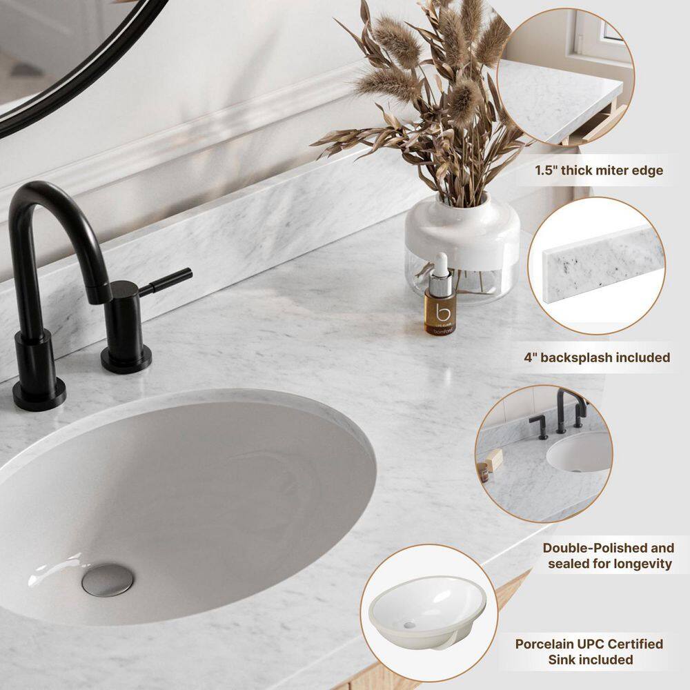 Cambridge 43" White Marble Top Single Basin Vanity