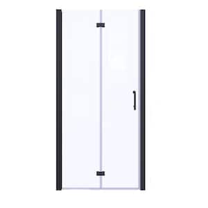 36 - 37.3 in. W x 72 in. H Bi-Fold Frameless Shower Door in Matte Black with Clear SGCC Tempered Glass