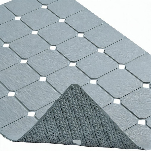 18 in. x 28 in. Silicone Shower Non Slip Mat in Gray for Refinished, Reglazed and Textured Surface Tubs and Showers