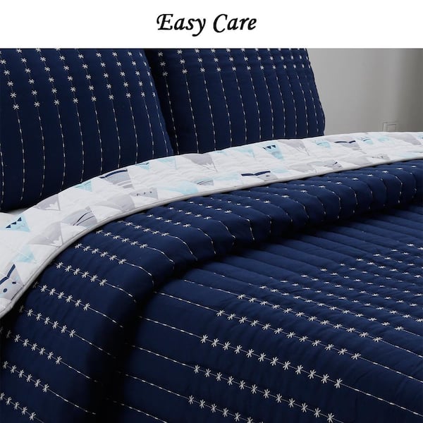 Cozy Line Home Fashions Summit Snowy Mountains 2-Piece Navy Blue