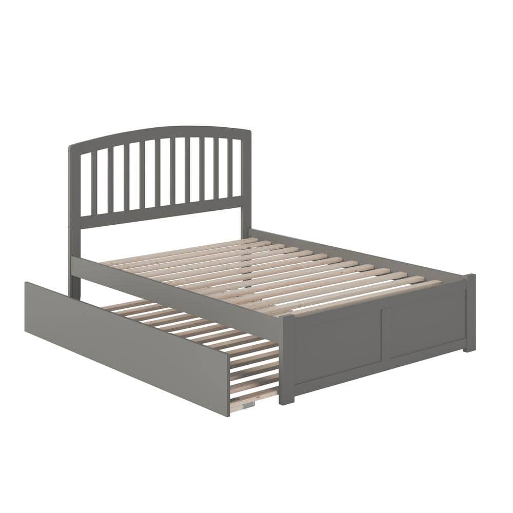 Richmond Gray Full Platform Bed with Trundle and Slats