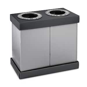56 Gal. Black 2-Stream Plastic Recycle Bin Station Receptacle Trash Can