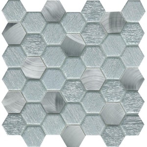 Glitz Fame 11.81 in. x 11.97 in. Honeycomb Glossy Glass Mosaic Tile (0.982 sq. ft./Each)