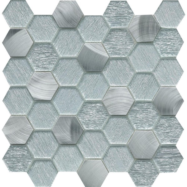 EMSER TILE Glitz Fame 11.81 in. x 11.97 in. Honeycomb Glossy Glass Mosaic Tile (0.982 sq. ft./Each)