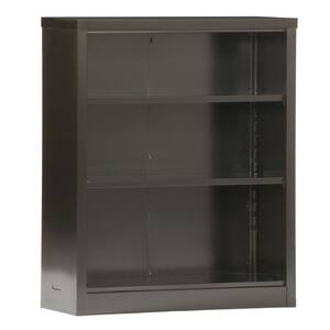 42 in. Black Metal 3-shelf Standard Bookcase with Adjustable Shelves