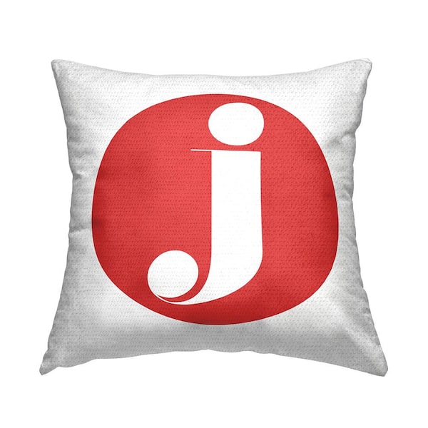 Stupell Industries Red Initial J Square Outdoor Throw Pillow