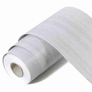4 in. x 32.6 ft. PVC Waterproof Drywall Wood Grain Wallpaper Border for Bathroom Mirror Wall Decor, Gray