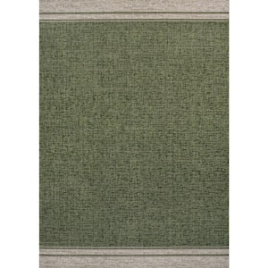 Alda Modern Minimalist Mingled Solid Green/Cream 8 ft. x 10 ft. Indoor/Outdoor Area Rug